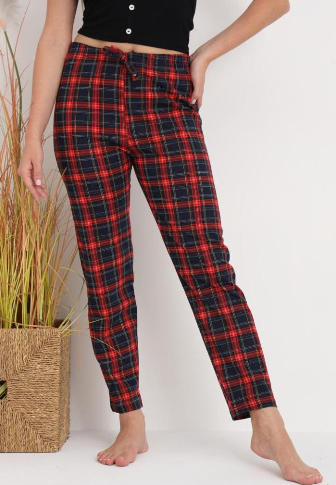 Pantaloni de Pijama Dama ,Culoare Bleumarin cu Rosu ,Engros